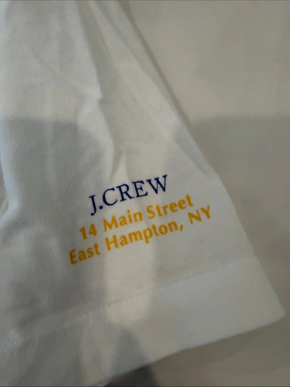 J. Crew White East Hampton Graphic Tee with Blue & Yellow Print